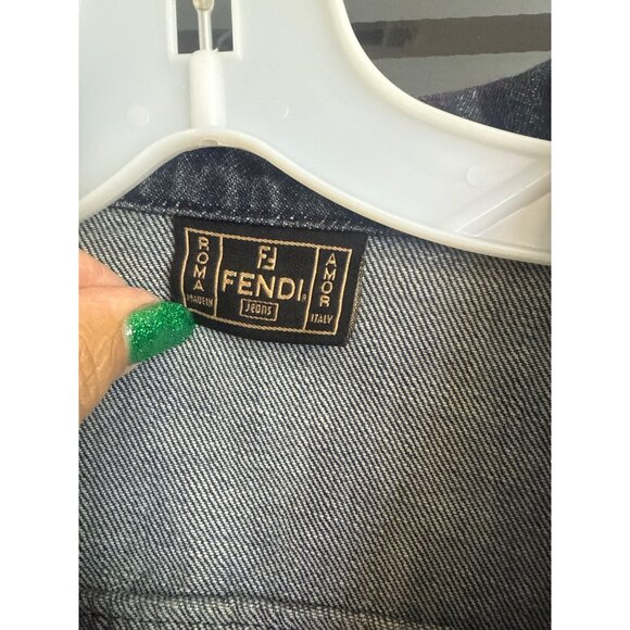 Fendi Womens Ombre Denim Jacket Pink & Black Gradient snaps size 8 medium M Med - Picture 3 of 5